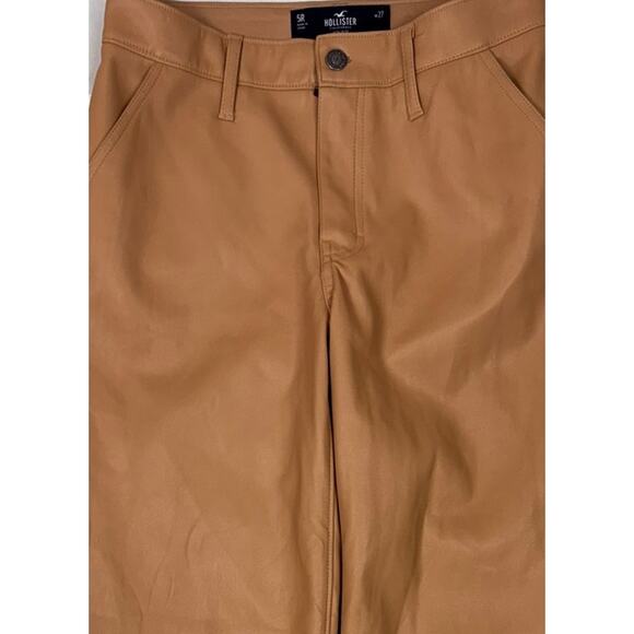 Hollister High Rise Tan Brown Faux Leather Size 5R W27 Pants - Picture 2 of 9